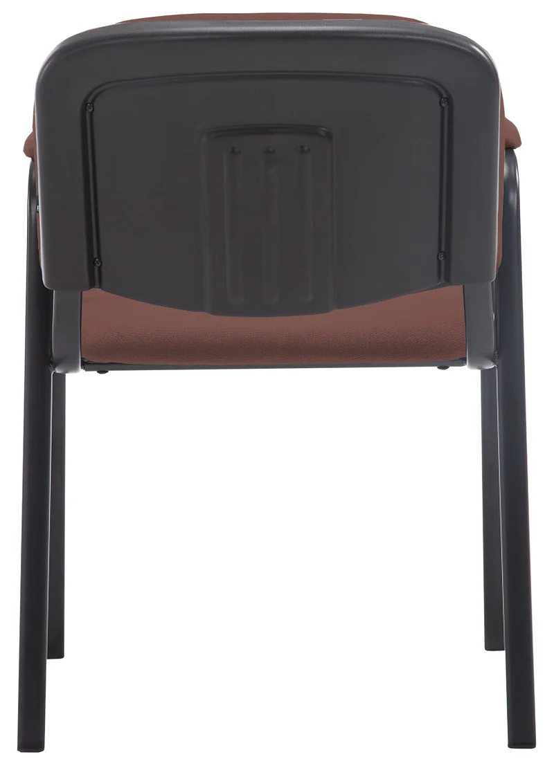 Chaise visiteur avec accoudoirs intégrés zone d'attente en tissu marron piètement à 4 pieds en métal noir 10_0003386