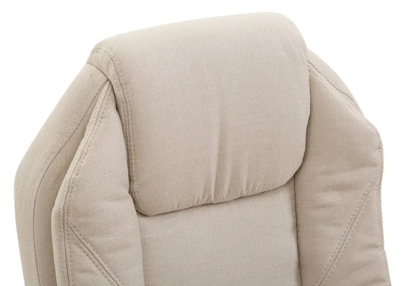 Fauteuil de bureau sur roulettes dossier et repose-pied réglable en tissu crème et métal 10_0002438
