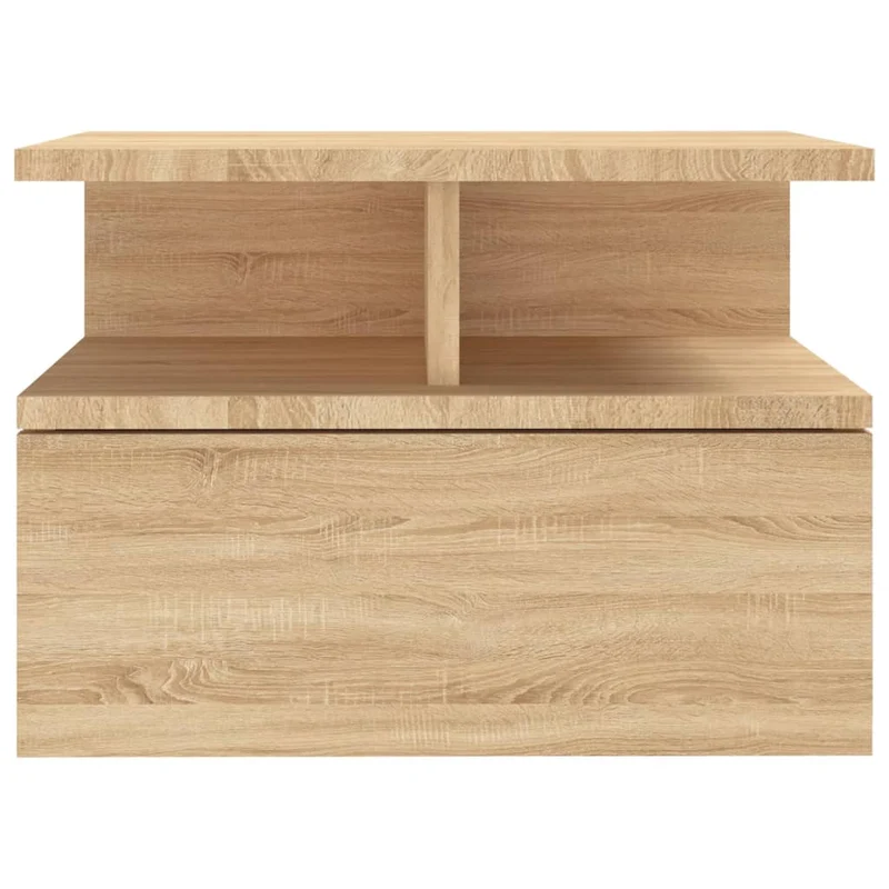 Lot de 2 tables de chevet murale avec tiroir et étagère 40 x 31 x 27 cm en bois ingénierie couleur chêne DEC035995