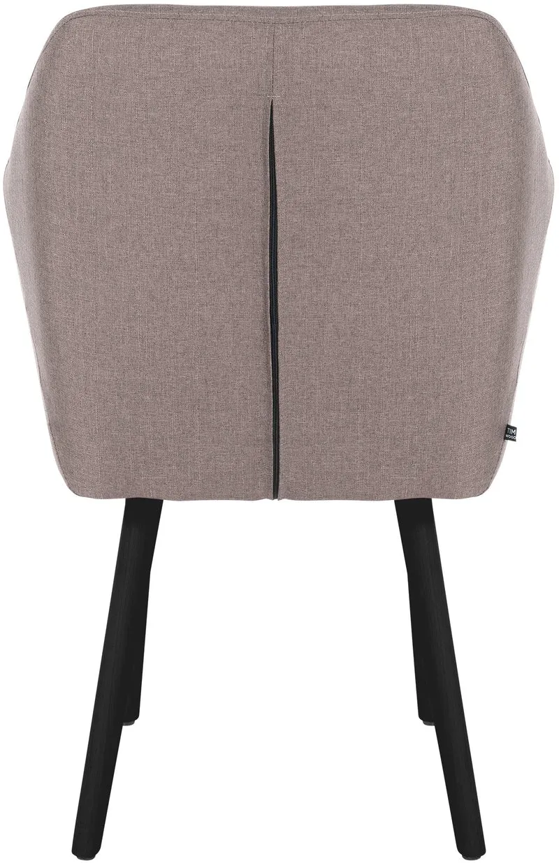 Chaise visiteur en tissu taupe avec dossier enveloppant et accoudoirs – Piètement bois clair 4 pieds 10_0008513