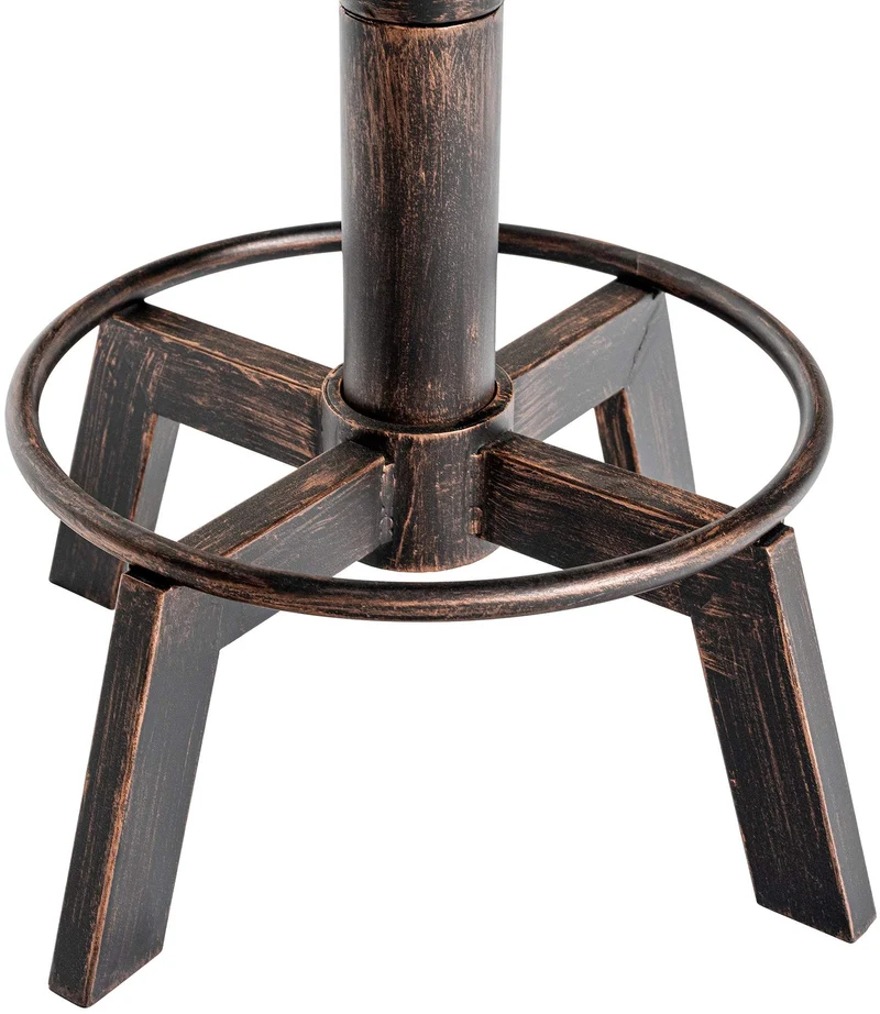 Lot de 2 tabourets industriels réglables en hauteur – Assise rembourrée en similicuir marron structure métal couleur bronze 10_0008492