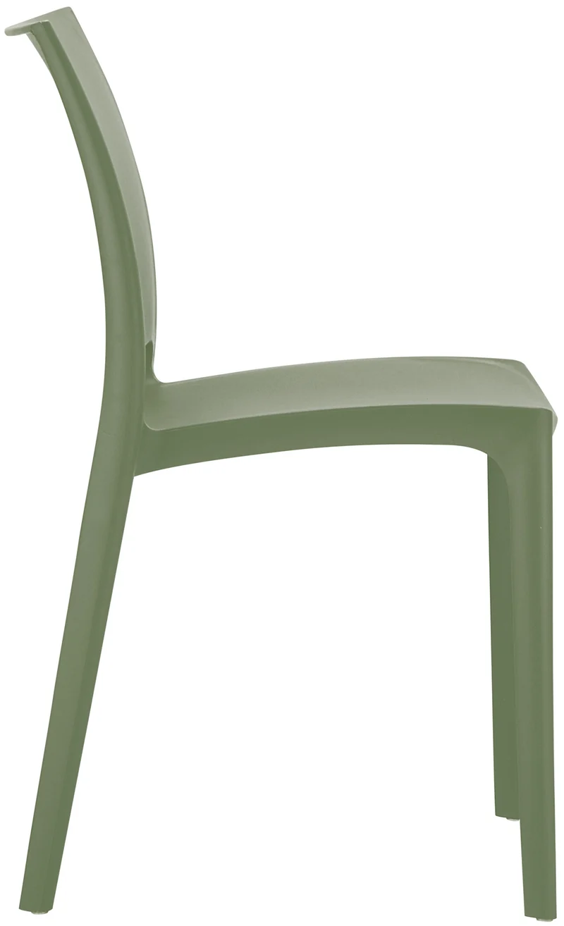 Chaise moderne empilable en polypropylène couleur olive – Résistante aux UV et à l’eau intérieur / extérieur 10_0007941