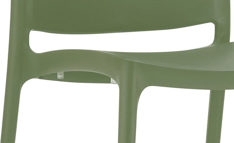 Chaise moderne empilable en polypropylène couleur olive – Résistante aux UV et à l’eau intérieur / extérieur 10_0007941