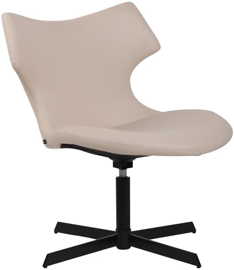 Fauteuil lounge pivotant 360° à dossier enveloppant similicuir crème avec base étoilée en métal 10_0008239