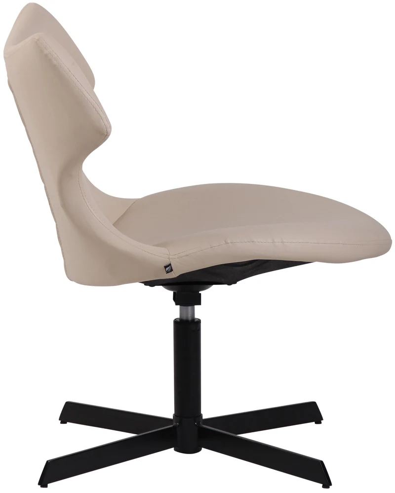 Fauteuil lounge pivotant 360° à dossier enveloppant similicuir crème avec base étoilée en métal 10_0008239