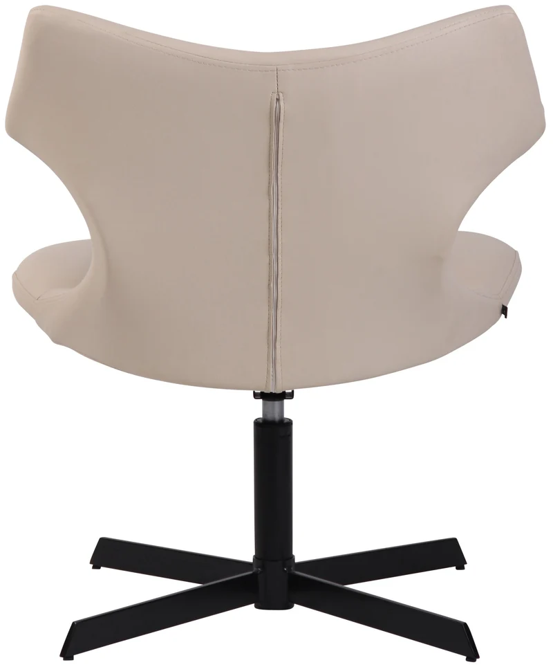 Fauteuil lounge pivotant 360° à dossier enveloppant similicuir crème avec base étoilée en métal 10_0008239
