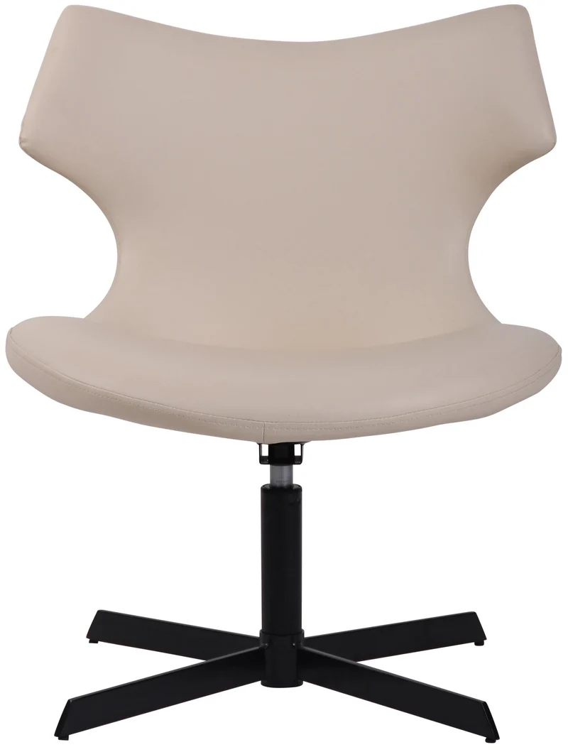 Fauteuil lounge pivotant 360° à dossier enveloppant similicuir crème avec base étoilée en métal 10_0008239