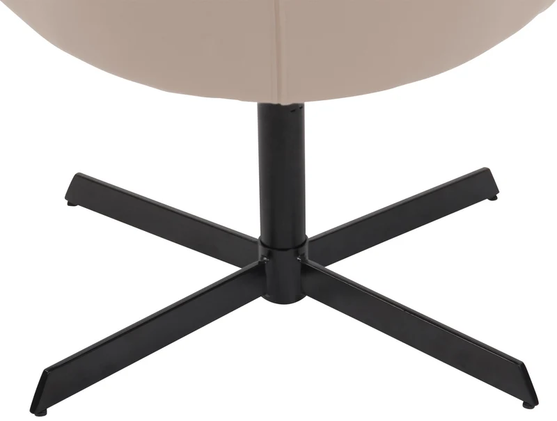 Fauteuil lounge pivotant 360° à dossier enveloppant similicuir crème avec base étoilée en métal 10_0008239