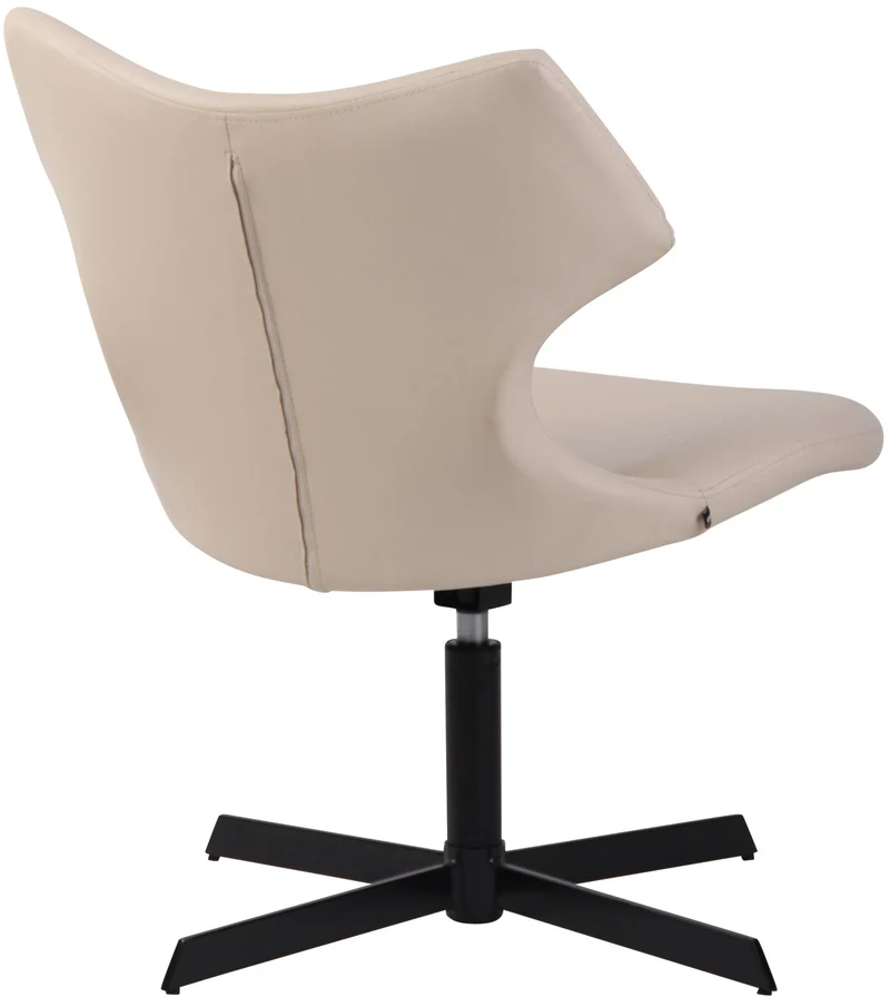 Fauteuil lounge pivotant 360° à dossier enveloppant similicuir crème avec base étoilée en métal 10_0008239