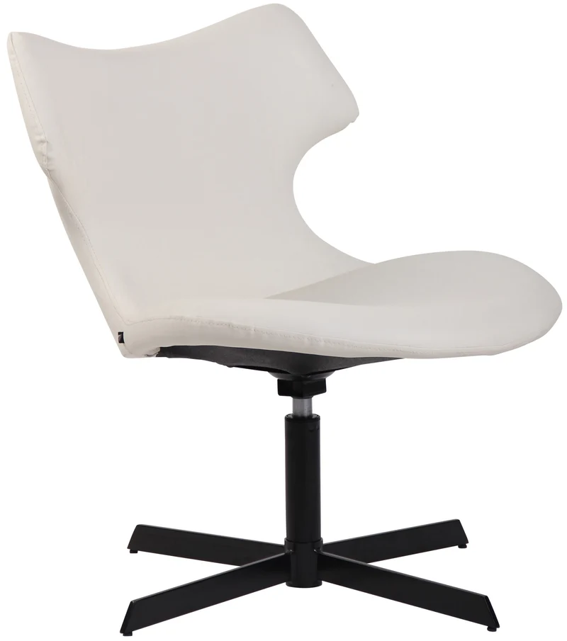 Fauteuil lounge pivotant 360° à dossier enveloppant similicuir blanc avec base étoilée en métal 10_0008234