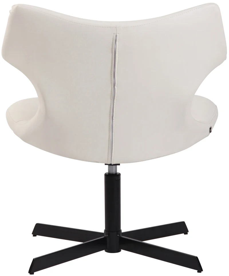 Fauteuil lounge pivotant 360° à dossier enveloppant similicuir blanc avec base étoilée en métal 10_0008234