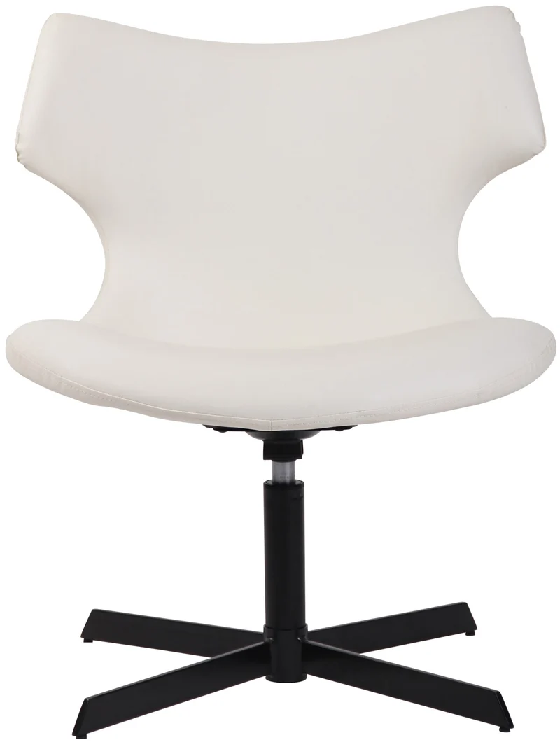 Fauteuil lounge pivotant 360° à dossier enveloppant similicuir blanc avec base étoilée en métal 10_0008234