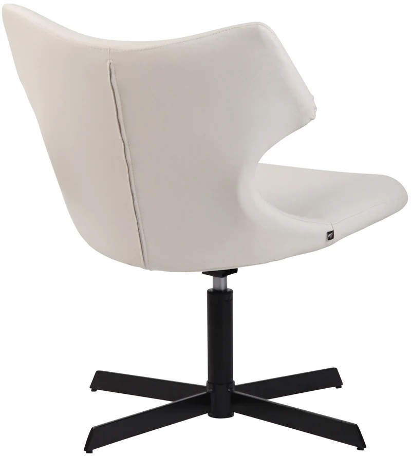 Fauteuil lounge pivotant 360° à dossier enveloppant similicuir blanc avec base étoilée en métal 10_0008234