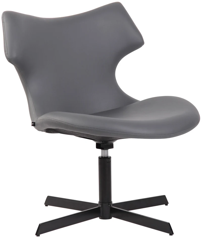 Fauteuil lounge pivotant 360° à dossier enveloppant similicuir gris avec base étoilée en métal 10_0008229