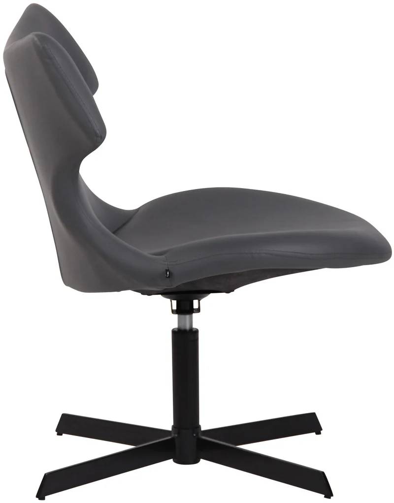 Fauteuil lounge pivotant 360° à dossier enveloppant similicuir gris avec base étoilée en métal 10_0008229