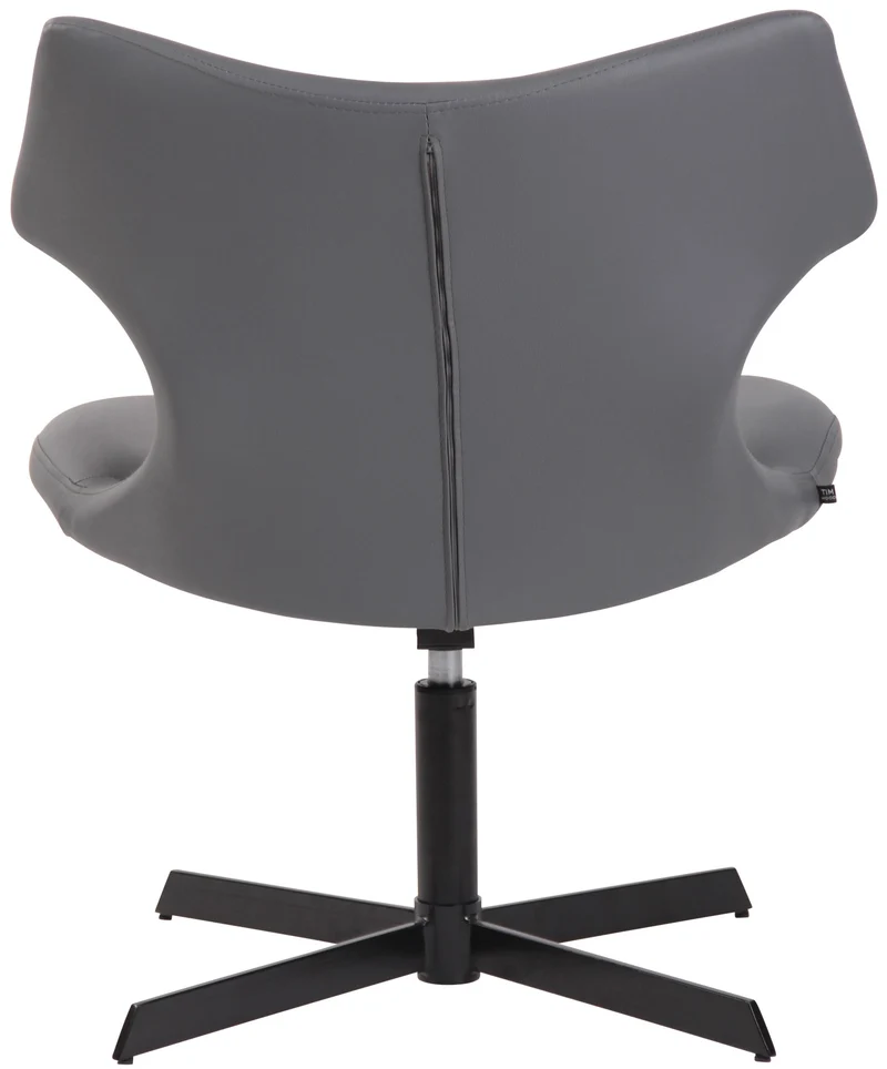 Fauteuil lounge pivotant 360° à dossier enveloppant similicuir gris avec base étoilée en métal 10_0008229