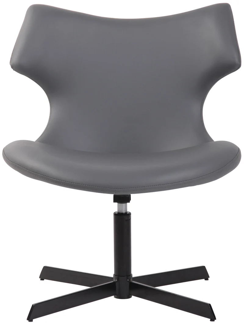 Fauteuil lounge pivotant 360° à dossier enveloppant similicuir gris avec base étoilée en métal 10_0008229
