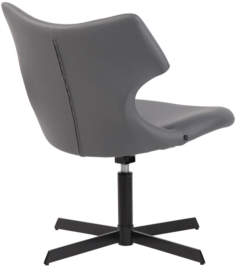 Fauteuil lounge pivotant 360° à dossier enveloppant similicuir gris avec base étoilée en métal 10_0008229