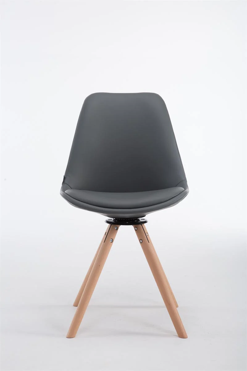 Chaise de salle à manger x1 pivotante style nordique assise en PVC gris piètement en bois clair 10_0008462