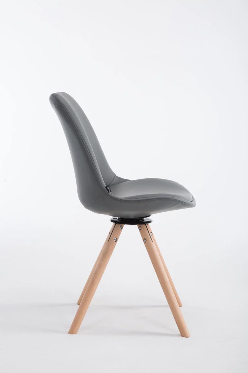Chaise de salle à manger x1 pivotante style nordique assise en PVC gris piètement en bois clair 10_0008462