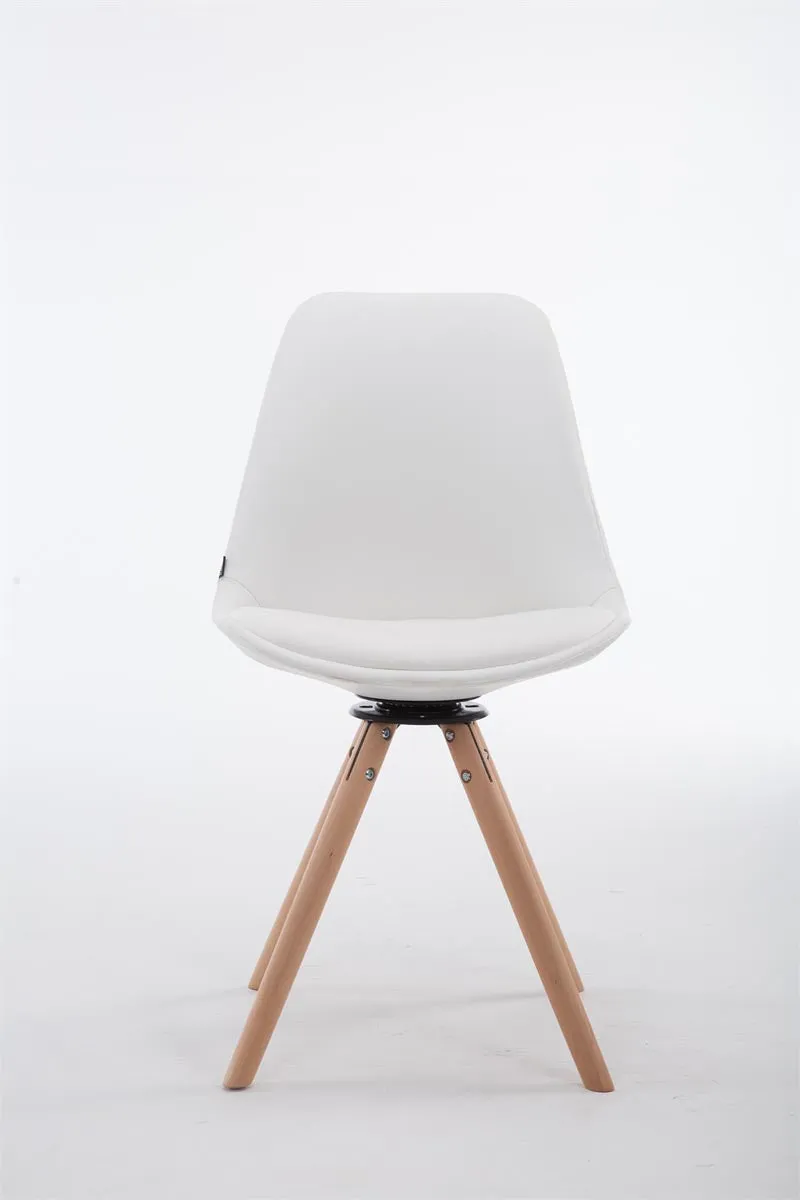 Chaise de salle à manger x1 pivotante style nordique assise en PVC blanc piètement en bois clair 10_0008286