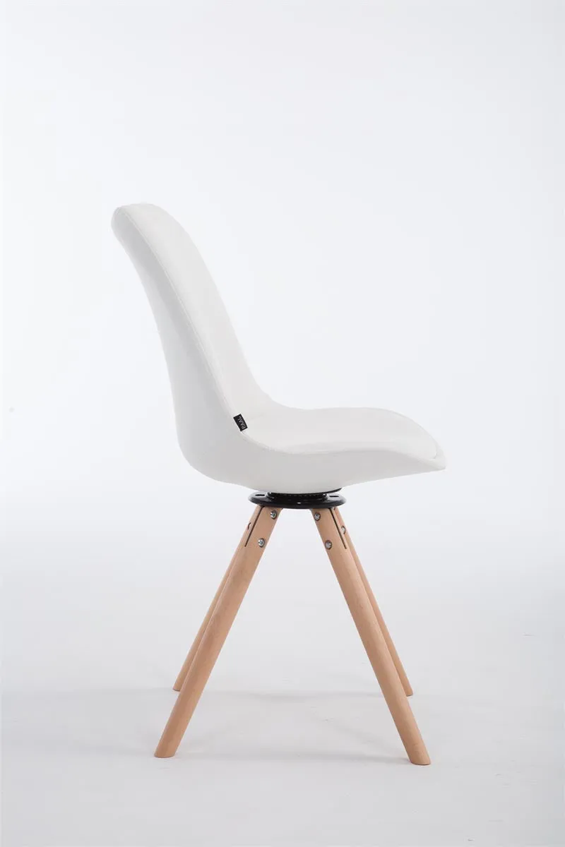 Chaise de salle à manger x1 pivotante style nordique assise en PVC blanc piètement en bois clair 10_0008286