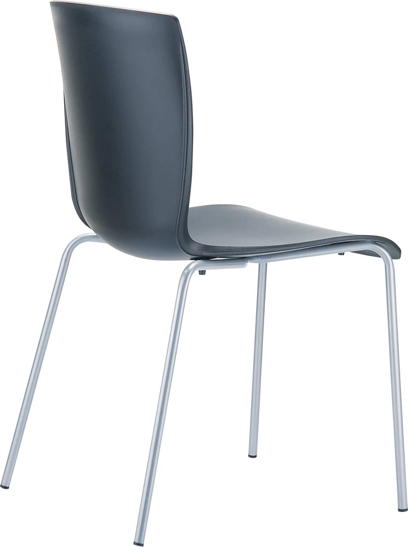 Lot de 2 chaises de cuisine ou véranda empilable pour intérieur ou extérieur assise en plastique noir cadre en aluminium 10_0008042