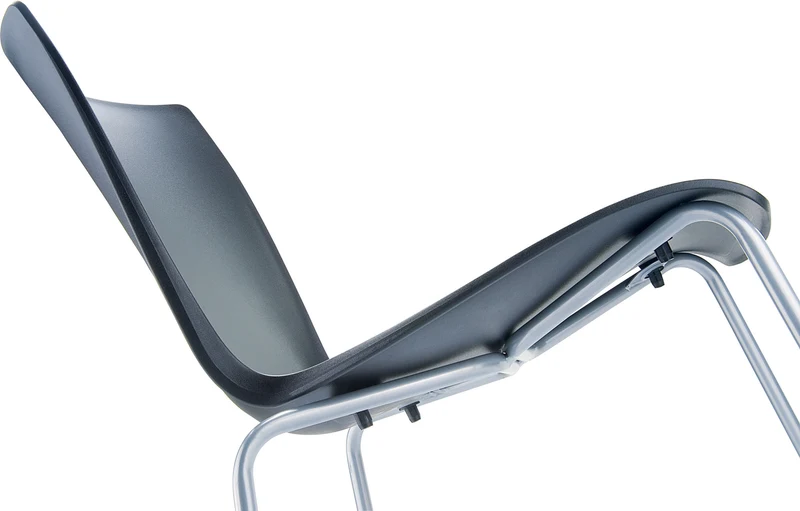 Lot de 2 chaises de cuisine ou véranda empilable pour intérieur ou extérieur assise en plastique noir cadre en aluminium 10_0008042