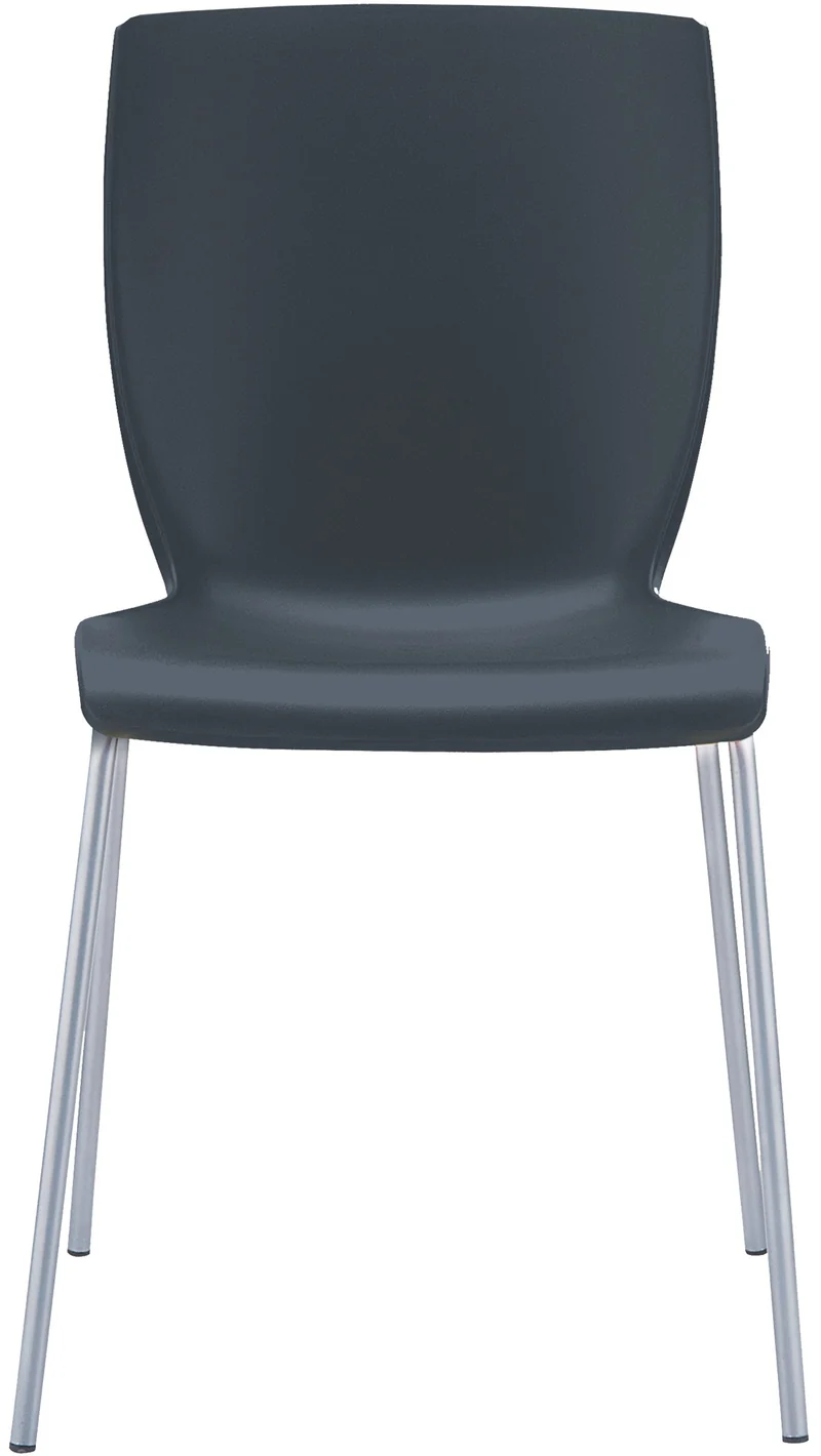 Lot de 2 chaises de cuisine ou véranda empilable pour intérieur ou extérieur assise en plastique noir cadre en aluminium 10_0008042