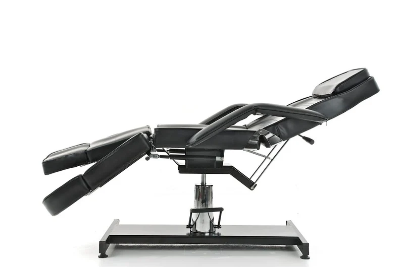 Table d’esthétique hydraulique pivotante soins esthétiques et pédicure repose-pieds divisé similicuir noir 10_0008211