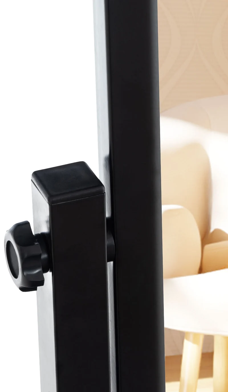 Miroir sur pied pleine longueur pivotant – Cadre métal noir – Avec roulettes 10_0008638