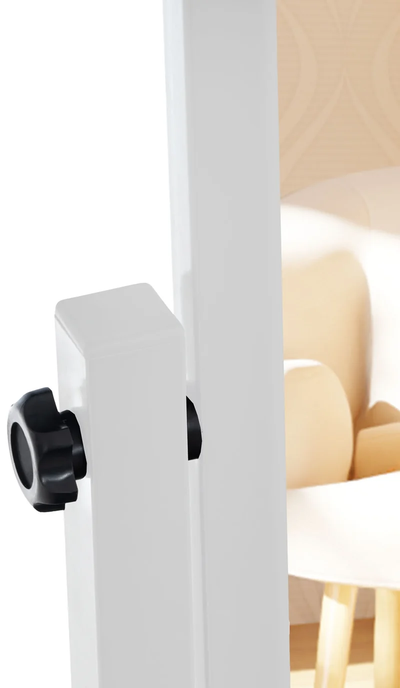 Miroir sur pied pleine longueur pivotant – Cadre métal blanc – Avec roulettes 10_0008381