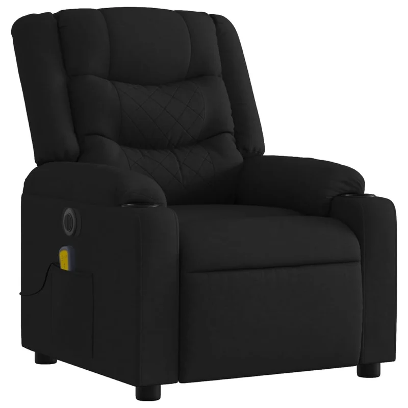 Fauteuil de relaxation TV fonction massage inclinable électrique 6 points de massage en tissu noir DEC027226