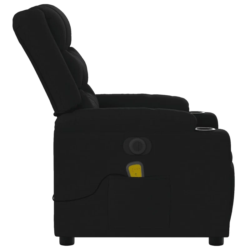Fauteuil de relaxation TV fonction massage inclinable électrique 6 points de massage en tissu noir DEC027226