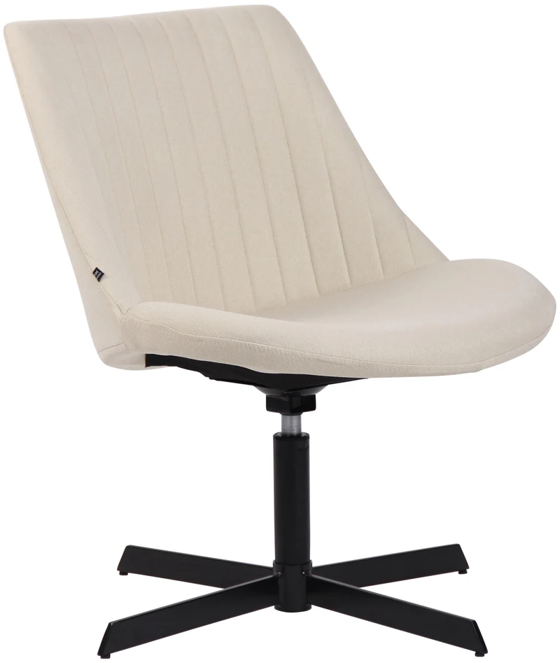 Chaise lounge design en tissu crème avec dossier à coutures verticales avec piètement étoile en métal 10_0008247