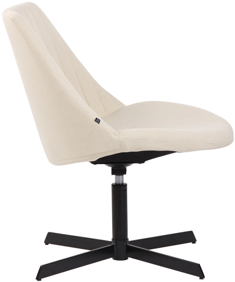 Chaise lounge design en tissu crème avec dossier à coutures verticales avec piètement étoile en métal 10_0008247