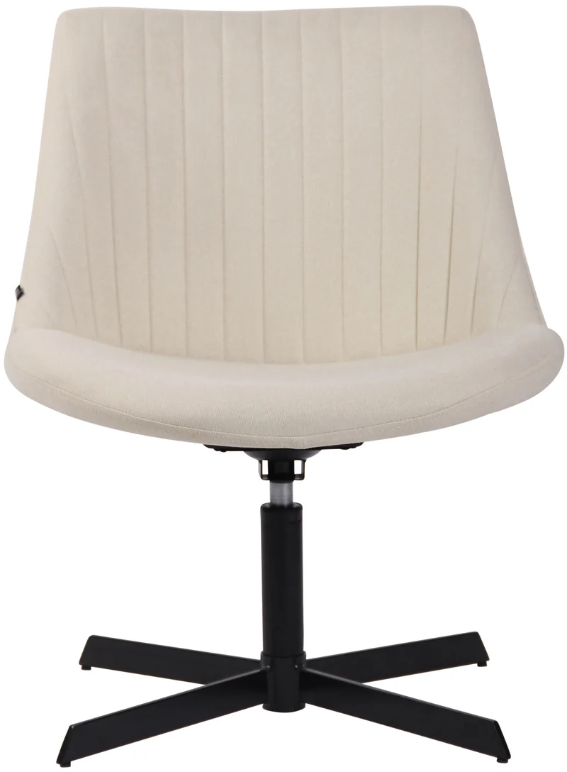 Chaise lounge design en tissu crème avec dossier à coutures verticales avec piètement étoile en métal 10_0008247