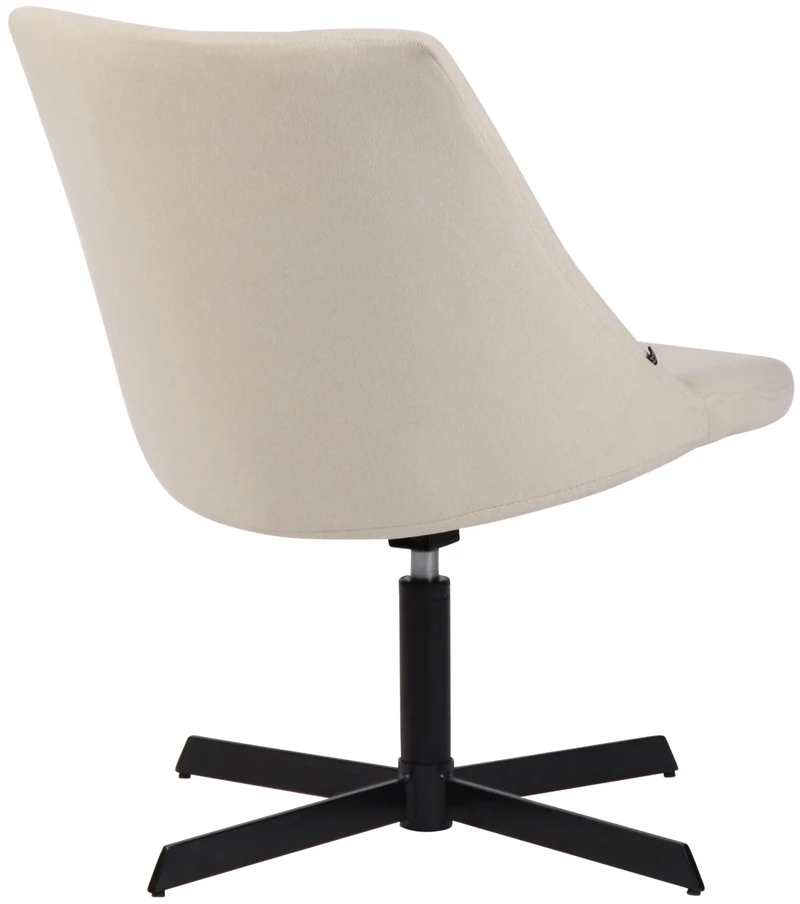 Chaise lounge design en tissu crème avec dossier à coutures verticales avec piètement étoile en métal 10_0008247