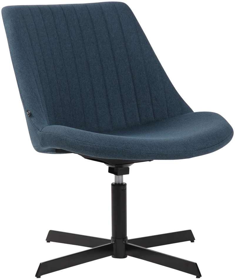 Chaise lounge design en tissu bleu avec dossier à coutures verticales avec piètement étoile en métal 10_0008246