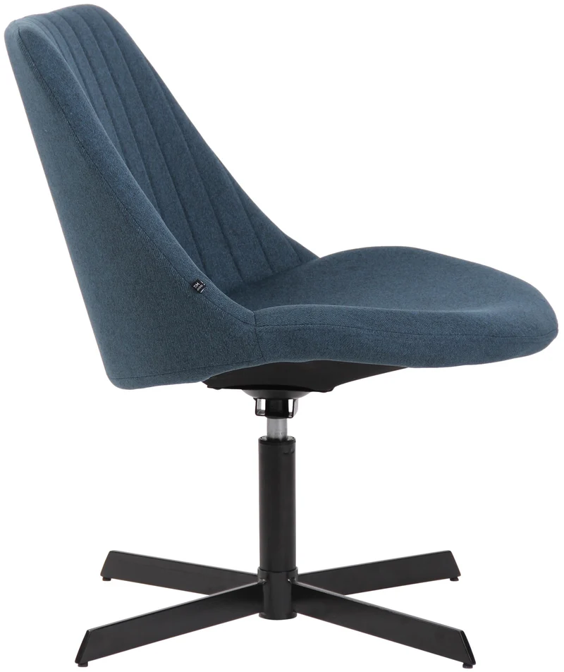 Chaise lounge design en tissu bleu avec dossier à coutures verticales avec piètement étoile en métal 10_0008246