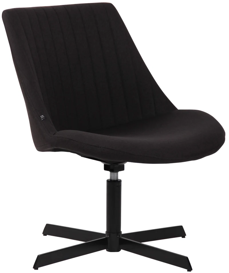 Chaise lounge design en tissu noir avec dossier à coutures verticales avec piètement étoile en métal 10_0008245
