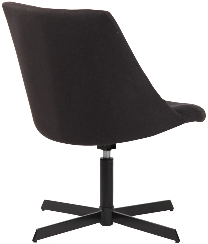 Chaise lounge design en tissu noir avec dossier à coutures verticales avec piètement étoile en métal 10_0008245
