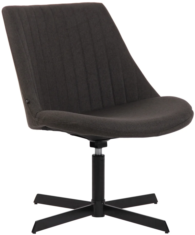 Chaise lounge design en tissu gris foncé avec dossier à coutures verticales avec piètement étoile en métal 10_0008231