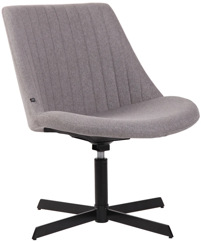 Chaise lounge design en tissu gris avec dossier à coutures verticales avec piètement étoile en métal 10_0008227