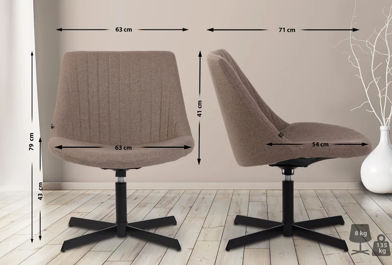 Chaise lounge design en tissu taupe avec dossier à coutures verticales avec piètement étoile en métal 10_0008226