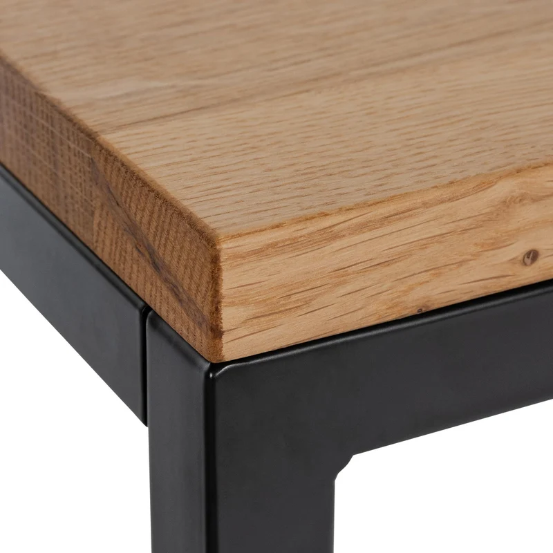 Table basse minimaliste au design épuré 100x45x50 cm plateau en chêne massif cadre en métal thermolaqué noir 10_0009162