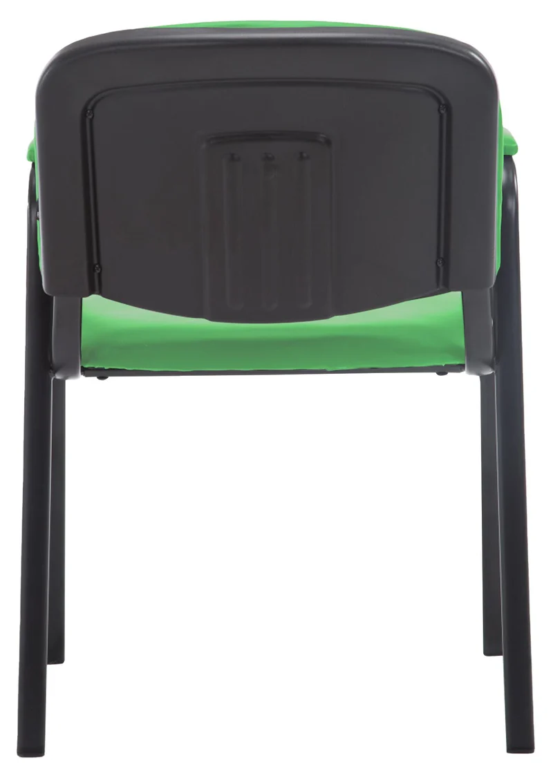 Chaise visiteur avec accoudoirs intégrés zone d'attente en PVC vert piètement à 4 pieds en métal noir 10_0008644