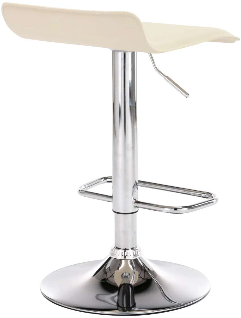 Lot de 2 tabourets de bar en synthétique crème hauteur réglable avec repose-pieds chromé TDB10158