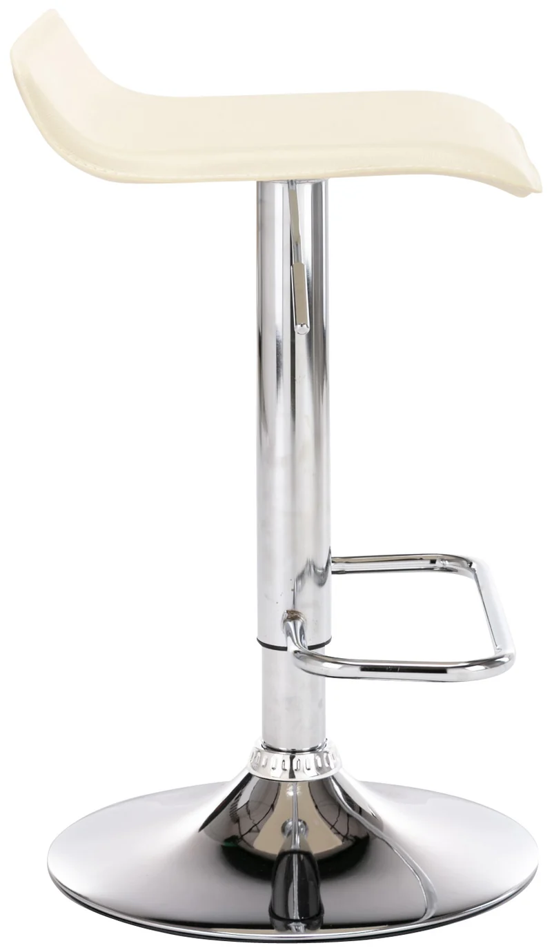 Lot de 2 tabourets de bar en synthétique crème hauteur réglable avec repose-pieds chromé TDB10158
