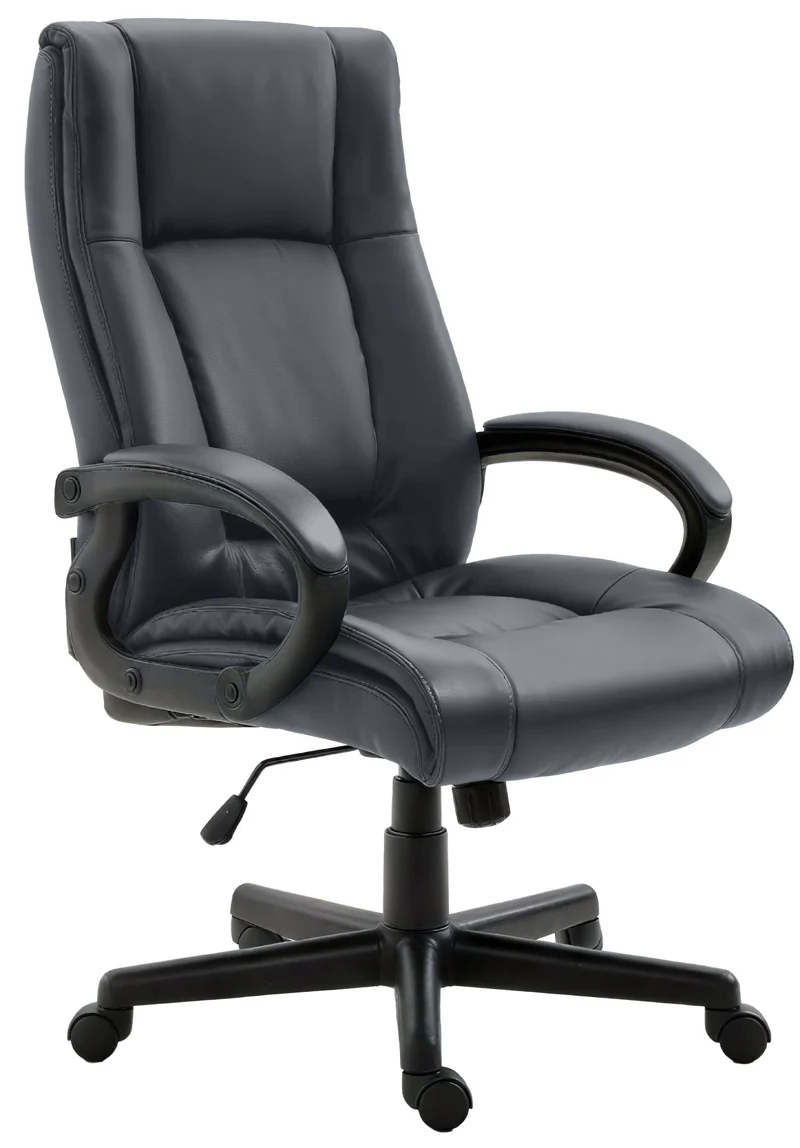 Chaise de direction rembourrée pivotant avec accoudoirs avec revêtement similicuir gris cadre plastique 10_0007096